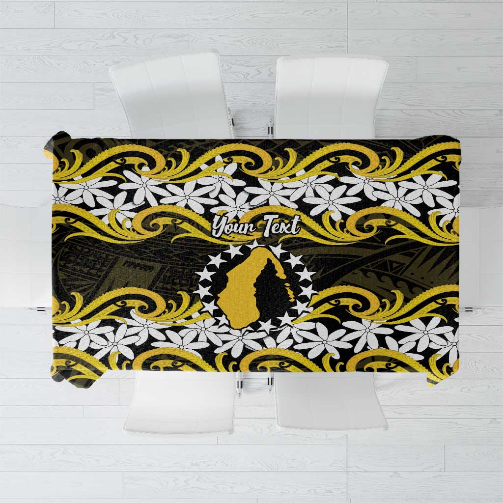 Personalised Cook Islands Aitutaki Tablecloth Tiare Maori Polynesian Waves Tattoo LT14 Yellow - Polynesian Pride