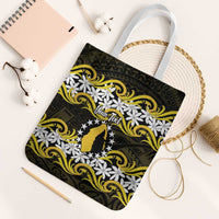 Personalised Cook Islands Aitutaki Tote Bag Tiare Maori Polynesian Waves Tattoo LT14 White Strap One Size Yellow - Polynesian Pride
