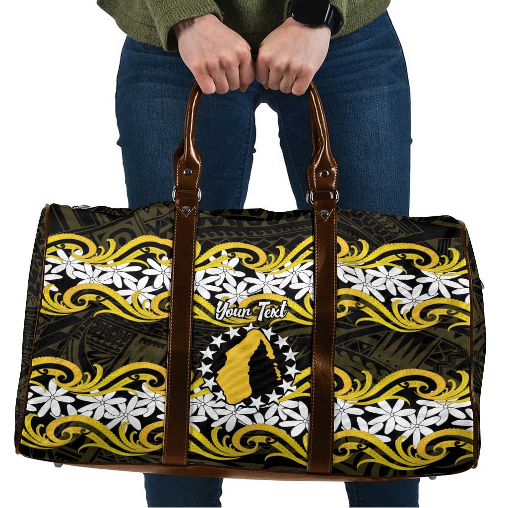 Personalised Cook Islands Aitutaki Travel Bag Tiare Maori Polynesian Waves Tattoo LT14 Yellow - Polynesian Pride