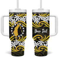 Personalised Cook Islands Aitutaki Tumbler With Handle Tiare Maori Polynesian Waves Tattoo LT14 One Size: 40 oz Yellow - Polynesian Pride