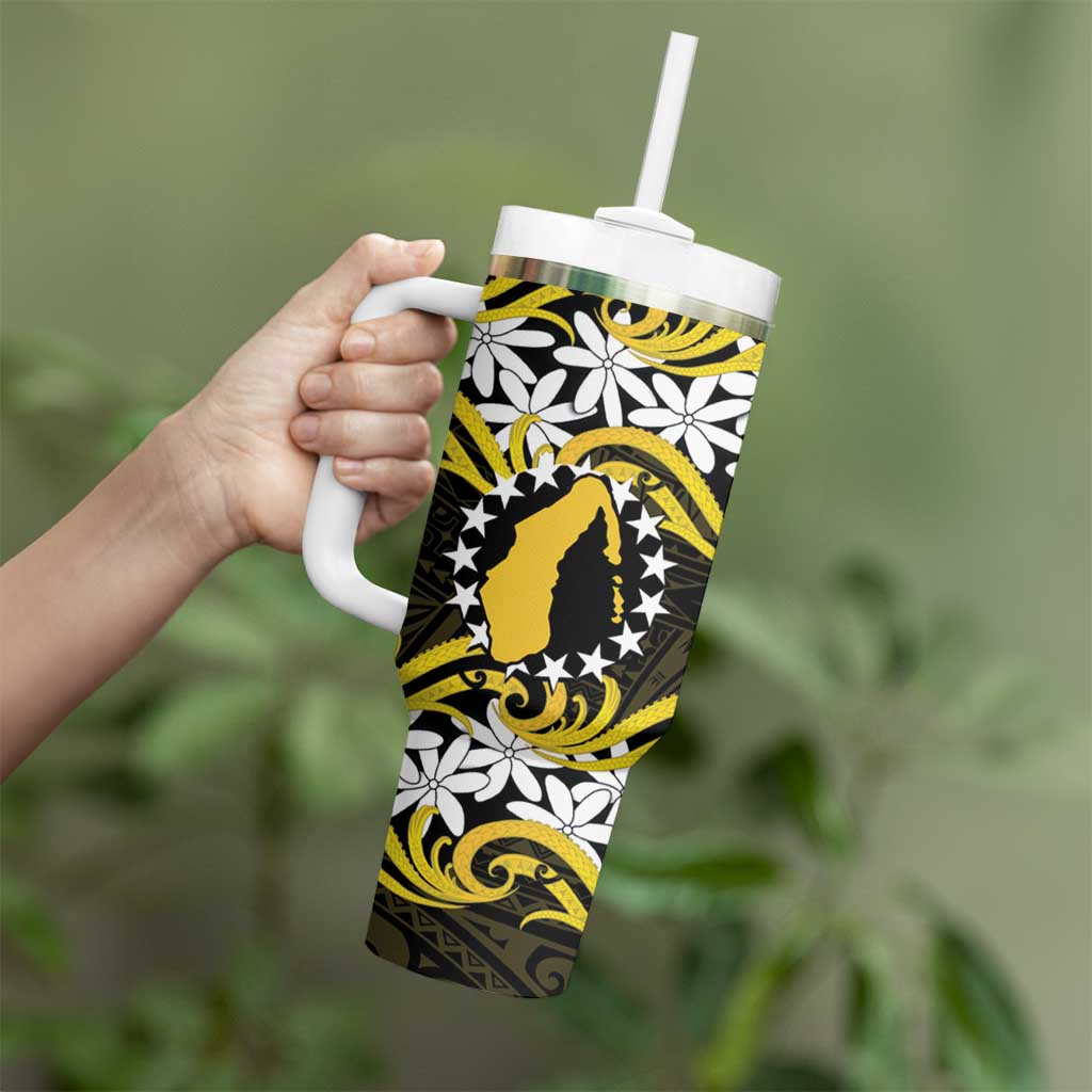 Personalised Cook Islands Aitutaki Tumbler With Handle Tiare Maori Polynesian Waves Tattoo LT14 - Polynesian Pride
