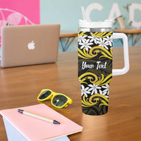 Personalised Cook Islands Aitutaki Tumbler With Handle Tiare Maori Polynesian Waves Tattoo LT14 - Polynesian Pride