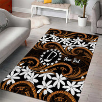 Personalised Cook Islands Rakahanga Area Rug Tiare Maori Polynesian Waves Tattoo LT14 - Polynesian Pride