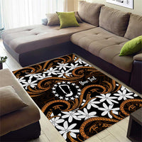 Personalised Cook Islands Rakahanga Area Rug Tiare Maori Polynesian Waves Tattoo LT14 - Polynesian Pride