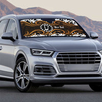 Personalised Cook Islands Rakahanga Auto Sun Shade Tiare Maori Polynesian Waves Tattoo LT14 - Polynesian Pride