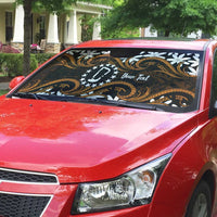 Personalised Cook Islands Rakahanga Auto Sun Shade Tiare Maori Polynesian Waves Tattoo LT14 - Polynesian Pride