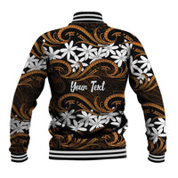 Personalised Cook Islands Rakahanga Baseball Jacket Tiare Maori Polynesian Waves Tattoo LT14 - Polynesian Pride