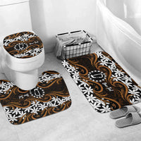 Personalised Cook Islands Rakahanga Bathroom Set Tiare Maori Polynesian Waves Tattoo LT14 Mat Set Only (3 pcs) One Size Orange - Polynesian Pride