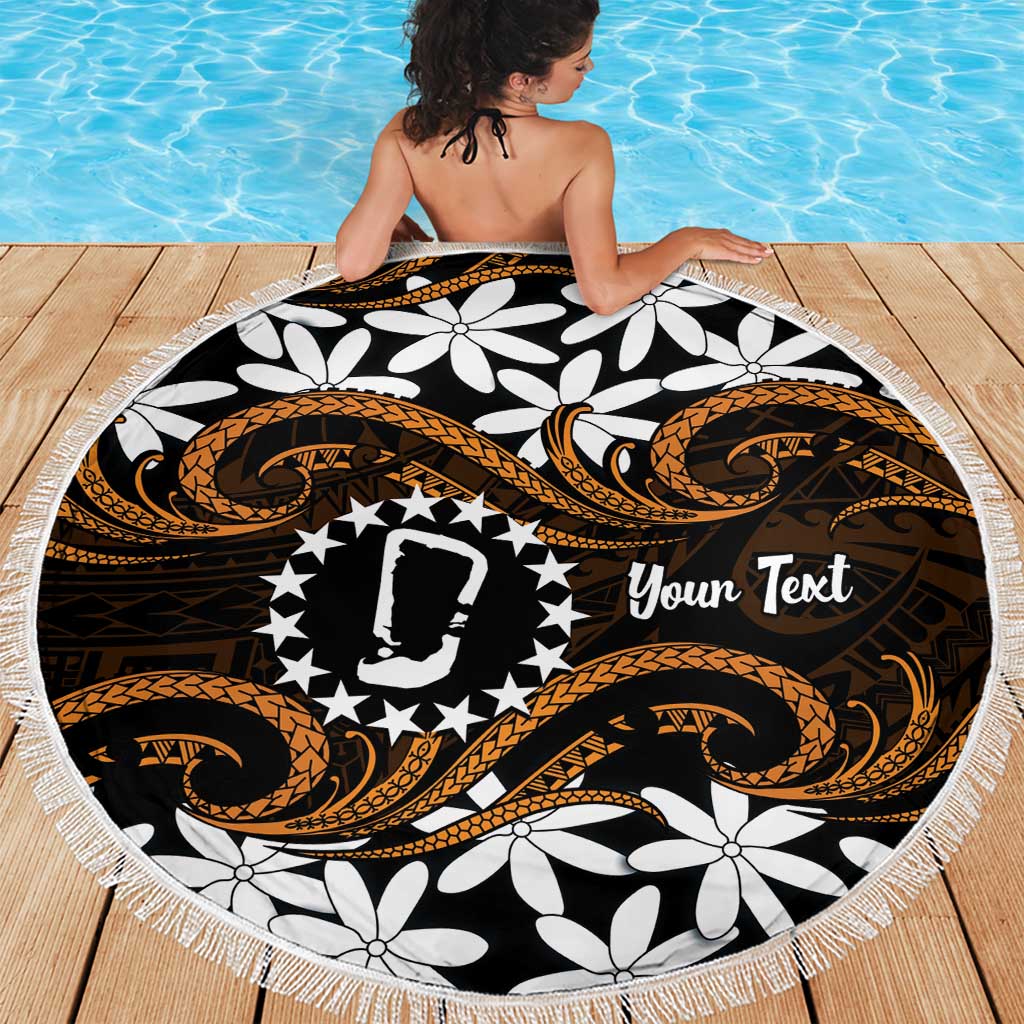 Personalised Cook Islands Rakahanga Beach Blanket Tiare Maori Polynesian Waves Tattoo LT14 - Polynesian Pride