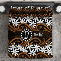 Personalised Cook Islands Rakahanga Bedding Set Tiare Maori Polynesian Waves Tattoo