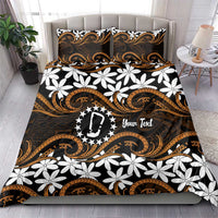 Personalised Cook Islands Rakahanga Bedding Set Tiare Maori Polynesian Waves Tattoo