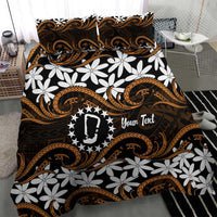 Personalised Cook Islands Rakahanga Bedding Set Tiare Maori Polynesian Waves Tattoo