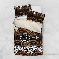 Personalised Cook Islands Rakahanga Bedding Set Tiare Maori Polynesian Waves Tattoo