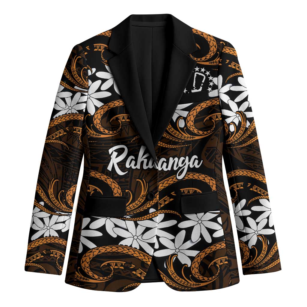 Personalised Cook Islands Rakahanga Blazer Tiare Maori Polynesian Waves Tattoo