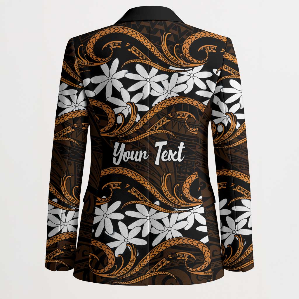 Personalised Cook Islands Rakahanga Blazer Tiare Maori Polynesian Waves Tattoo