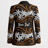 Personalised Cook Islands Rakahanga Blazer Tiare Maori Polynesian Waves Tattoo