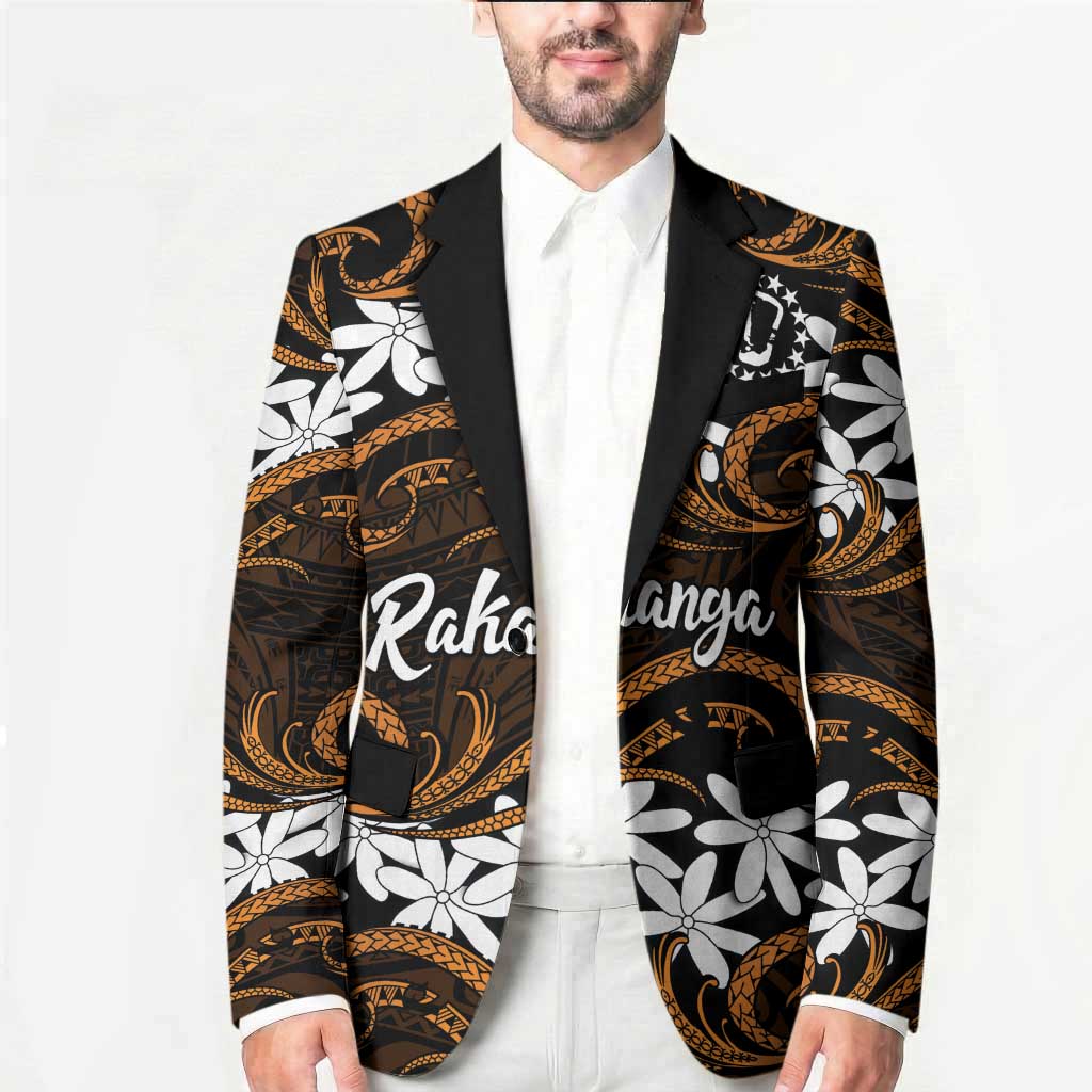 Personalised Cook Islands Rakahanga Blazer Tiare Maori Polynesian Waves Tattoo