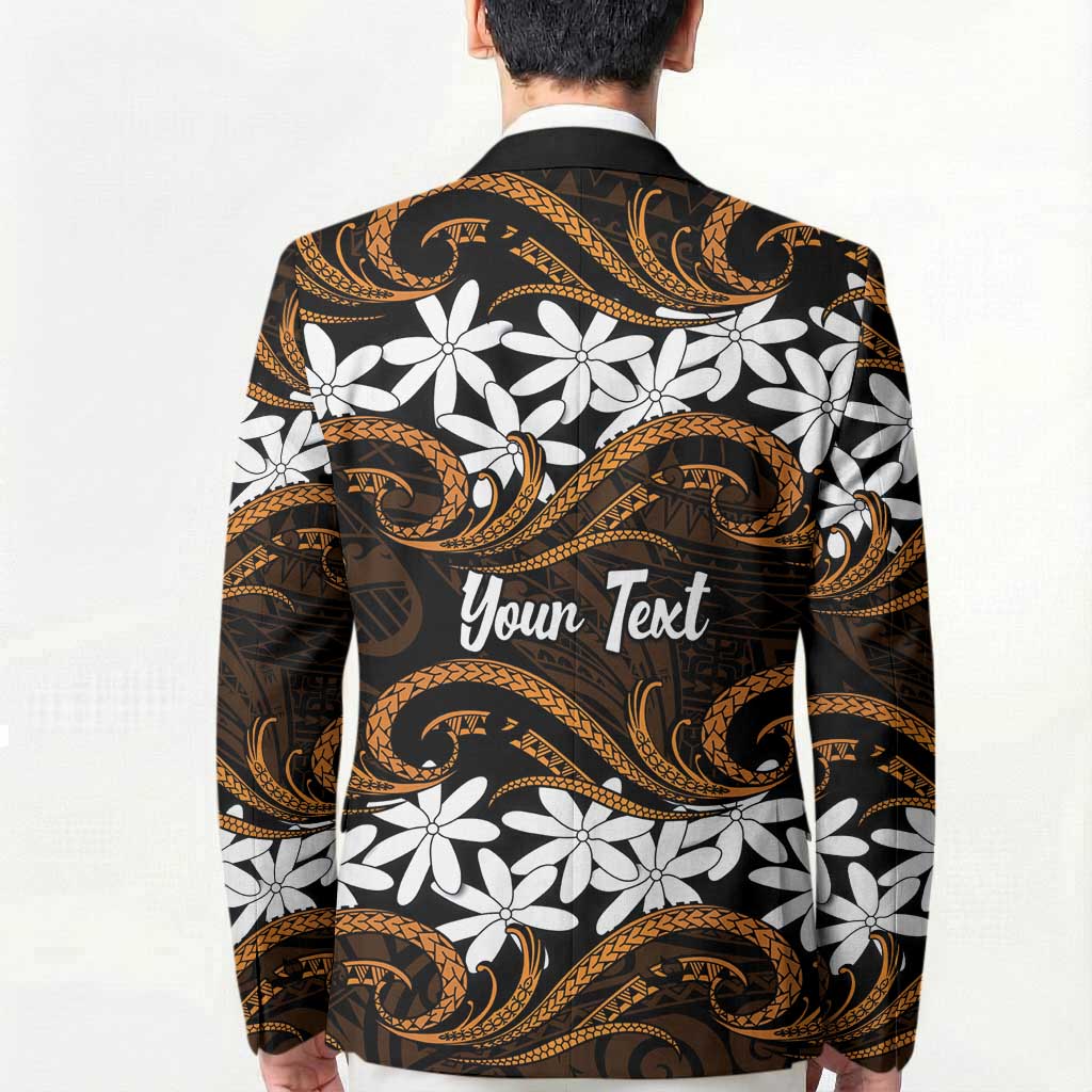 Personalised Cook Islands Rakahanga Blazer Tiare Maori Polynesian Waves Tattoo