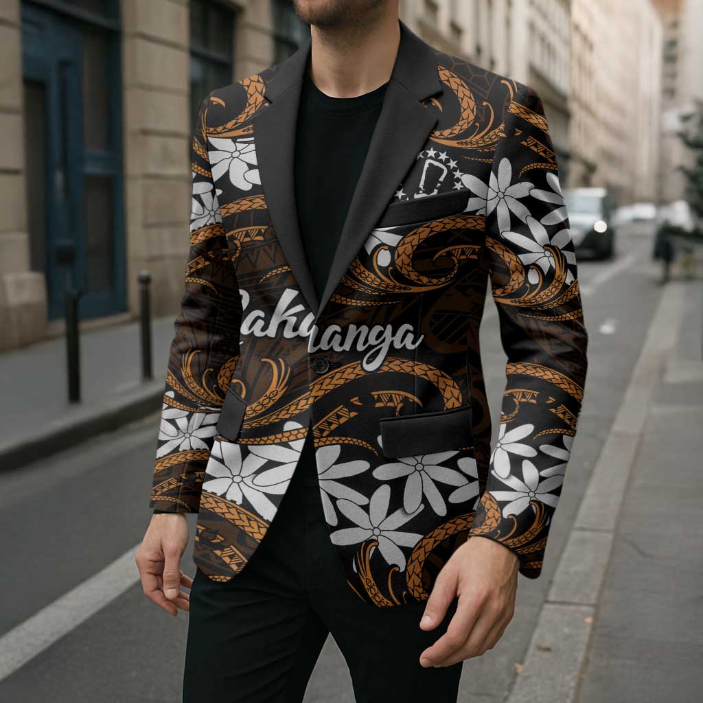 Personalised Cook Islands Rakahanga Blazer Tiare Maori Polynesian Waves Tattoo