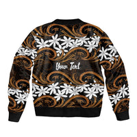 Personalised Cook Islands Rakahanga Bomber Jacket Tiare Maori Polynesian Waves Tattoo LT14 - Polynesian Pride