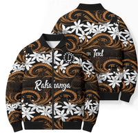 Personalised Cook Islands Rakahanga Bomber Puffer Jacket Tiare Maori Polynesian Waves Tattoo LT14 - Polynesian Pride