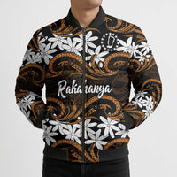 Personalised Cook Islands Rakahanga Bomber Puffer Jacket Tiare Maori Polynesian Waves Tattoo LT14 - Polynesian Pride