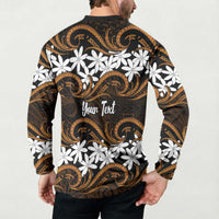Personalised Cook Islands Rakahanga Button Sweatshirt Tiare Maori Polynesian Waves Tattoo LT14 - Polynesian Pride