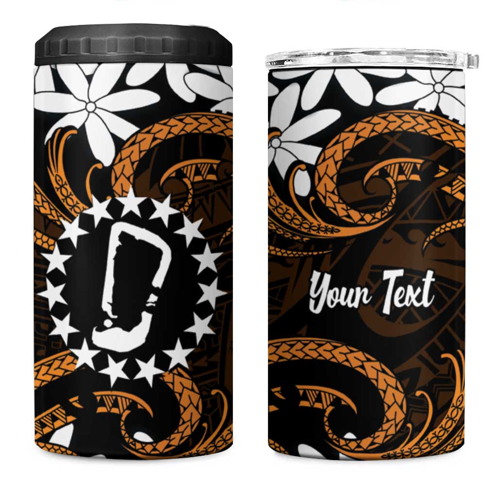 Personalised Cook Islands Rakahanga 4 in 1 Can Cooler Tumbler Tiare Maori Polynesian Waves Tattoo LT14 One Size: 16 oz Orange - Polynesian Pride