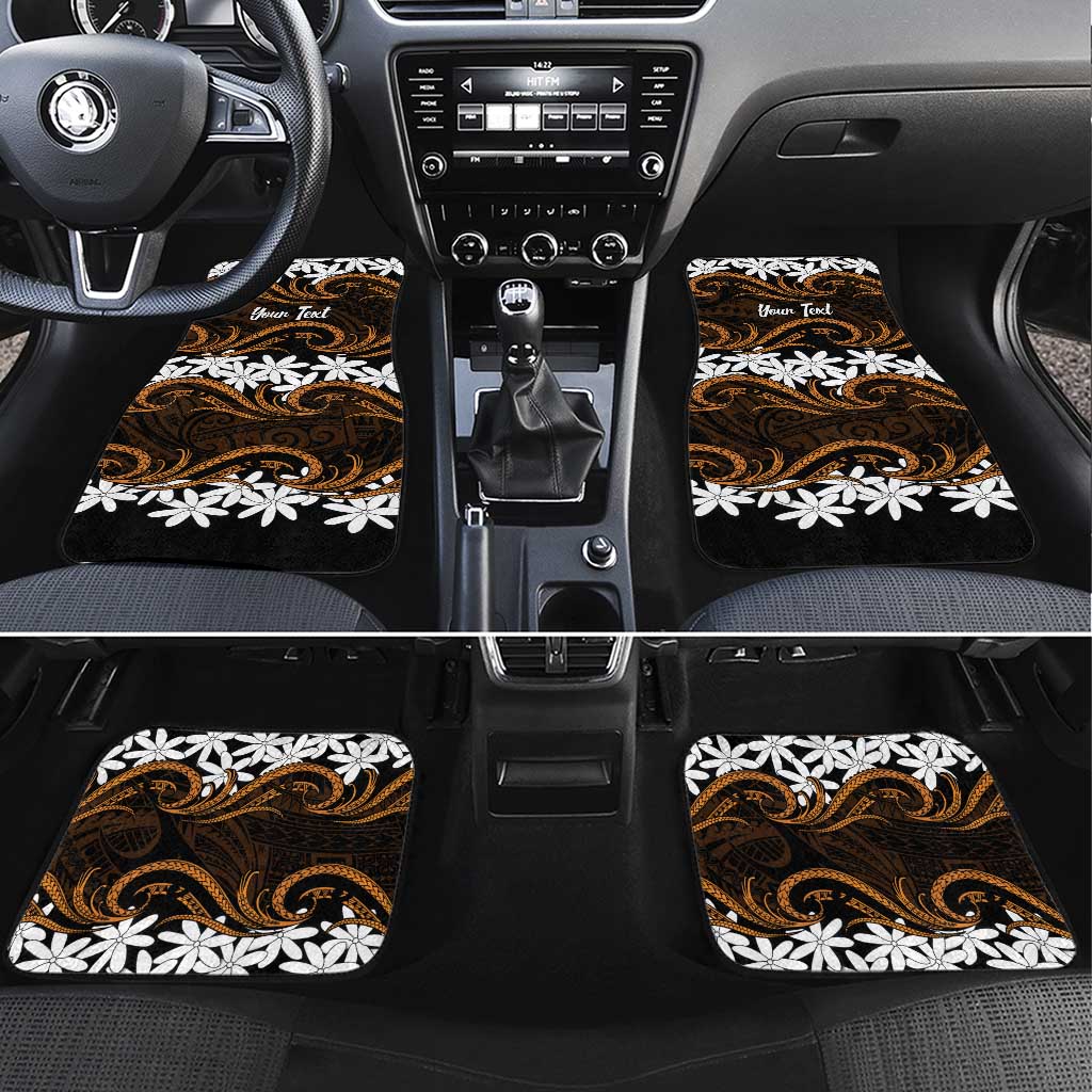 Personalised Cook Islands Rakahanga Car Mats Tiare Maori Polynesian Waves Tattoo