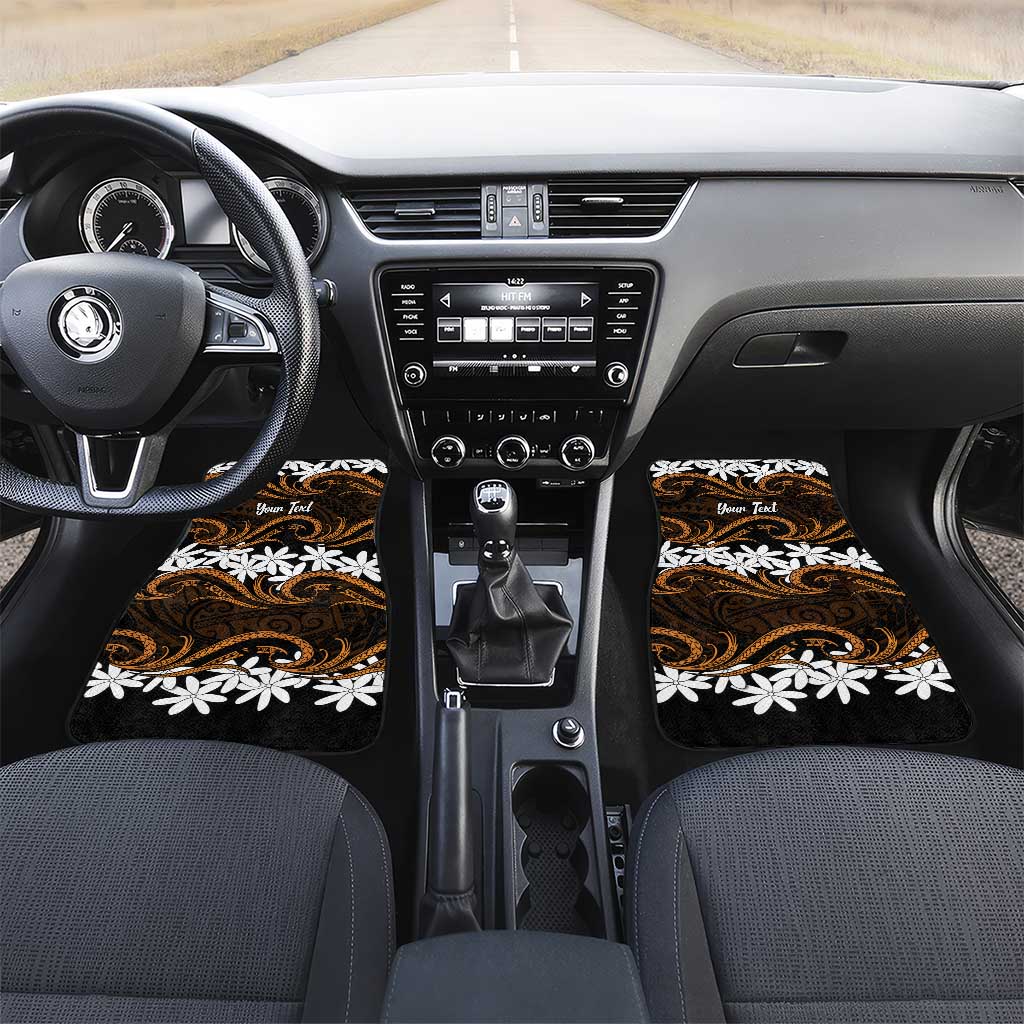 Personalised Cook Islands Rakahanga Car Mats Tiare Maori Polynesian Waves Tattoo