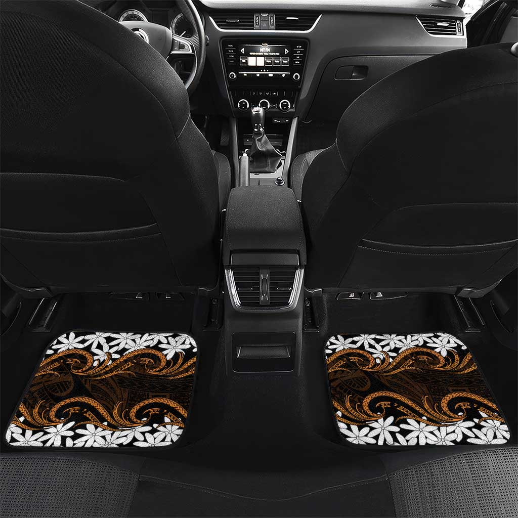 Personalised Cook Islands Rakahanga Car Mats Tiare Maori Polynesian Waves Tattoo