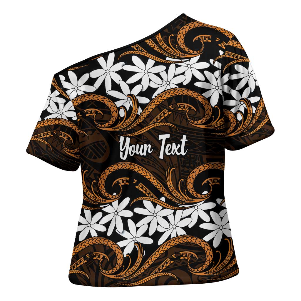 Personalised Cook Islands Rakahanga Cross Shoulder Shirt Tiare Maori Polynesian Waves Tattoo LT14 - Polynesian Pride