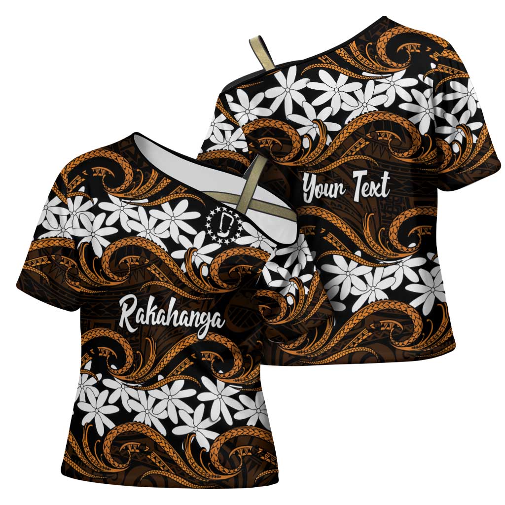 Personalised Cook Islands Rakahanga Cross Shoulder Shirt Tiare Maori Polynesian Waves Tattoo LT14 - Polynesian Pride