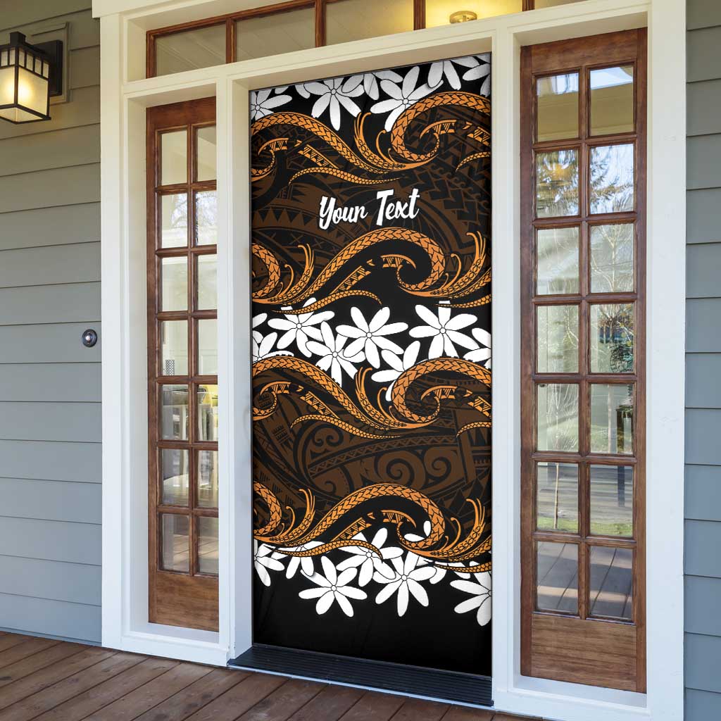 Personalised Cook Islands Rakahanga Door Cover Tiare Maori Polynesian Waves Tattoo