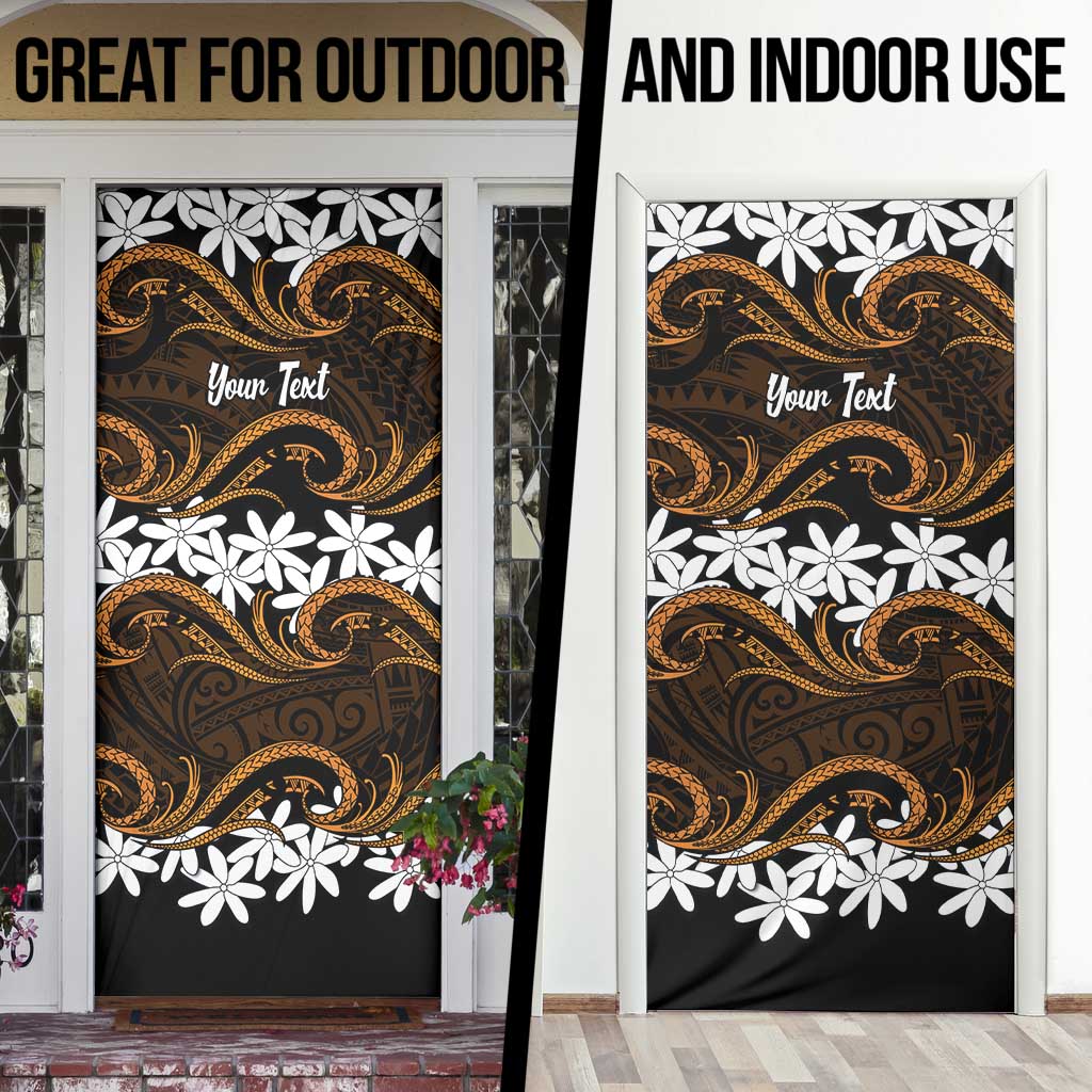 Personalised Cook Islands Rakahanga Door Cover Tiare Maori Polynesian Waves Tattoo