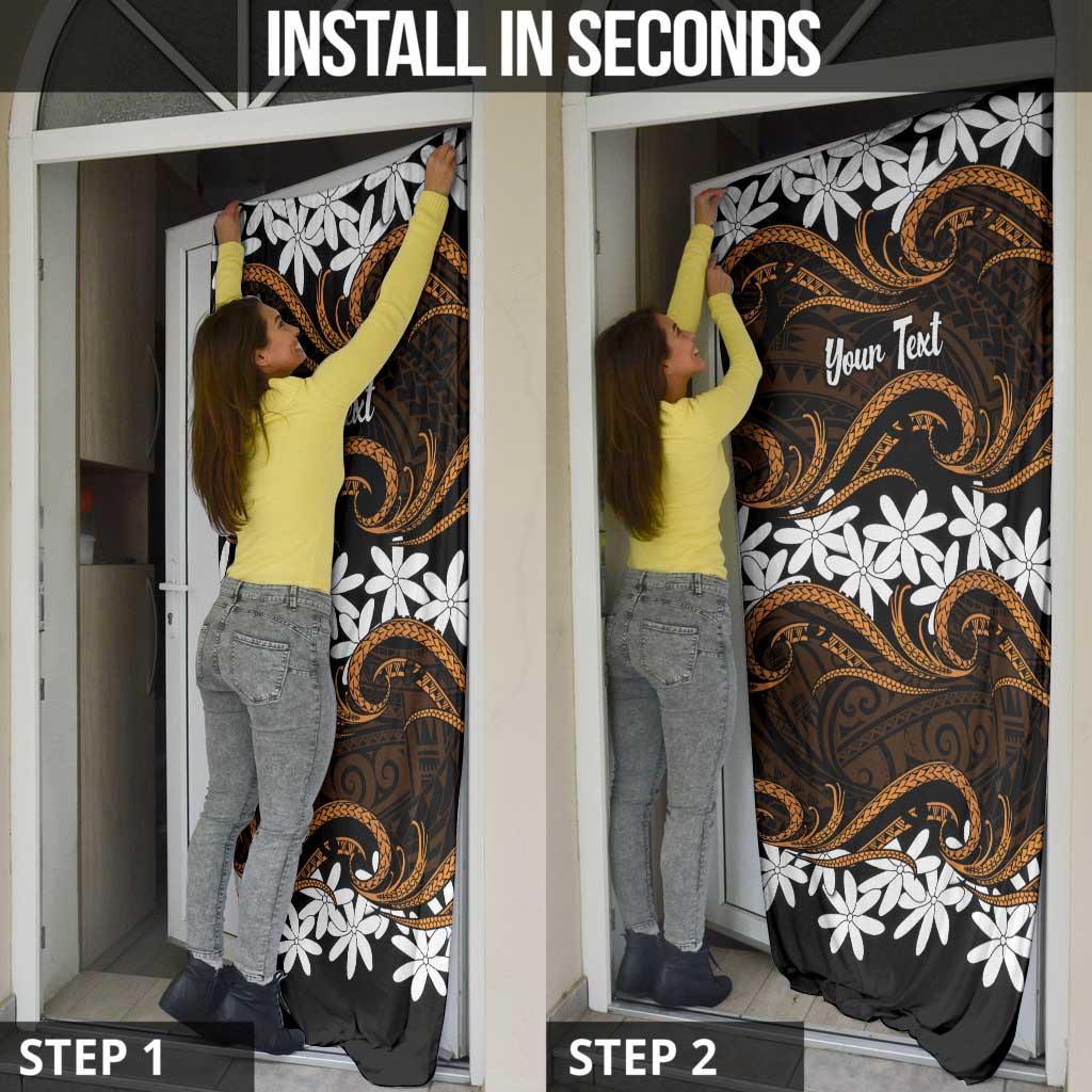 Personalised Cook Islands Rakahanga Door Cover Tiare Maori Polynesian Waves Tattoo