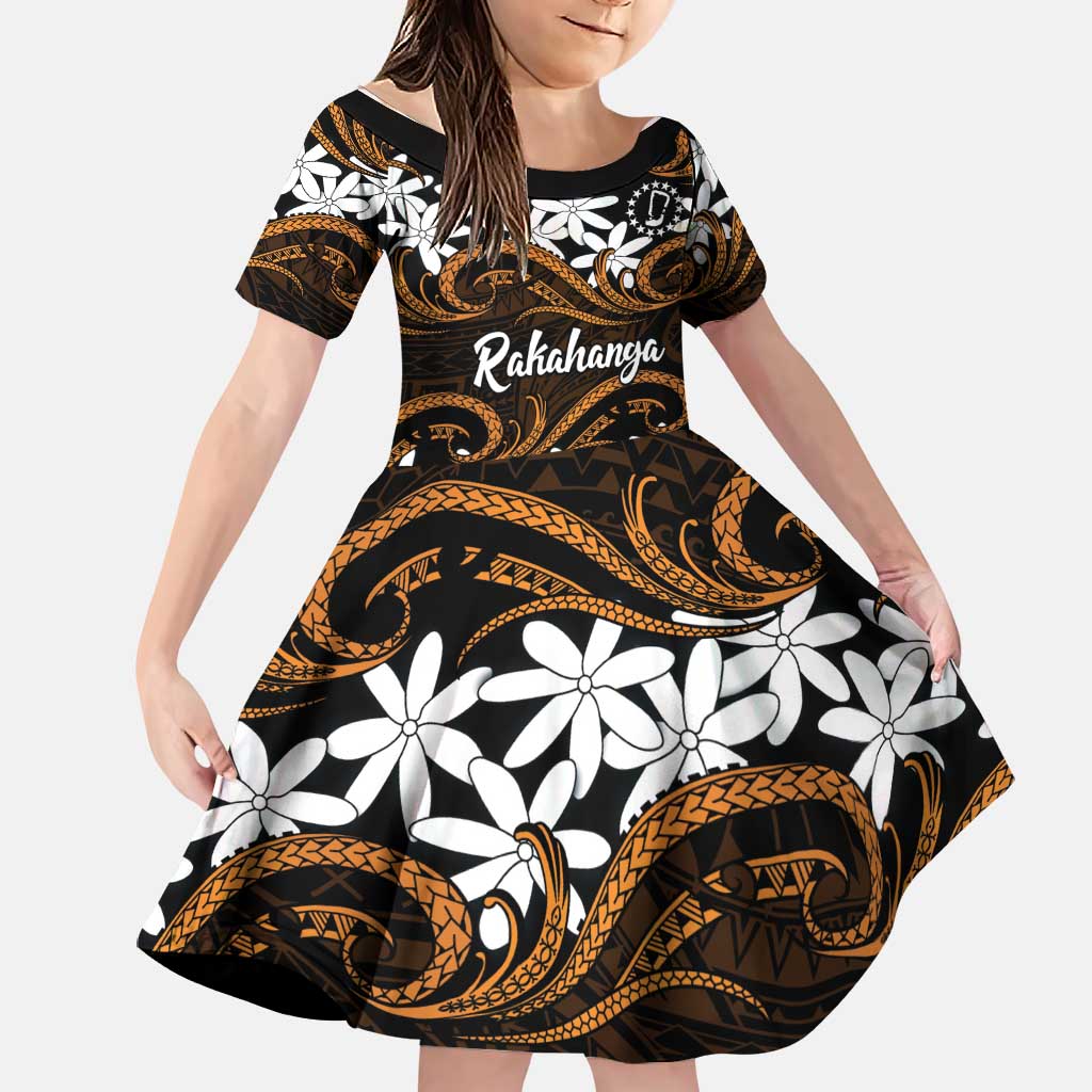 Personalised Cook Islands Rakahanga Family Matching Mermaid Dress and Hawaiian Shirt Tiare Maori Polynesian Waves Tattoo