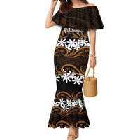 Personalised Cook Islands Rakahanga Family Matching Mermaid Dress and Hawaiian Shirt Tiare Maori Polynesian Waves Tattoo