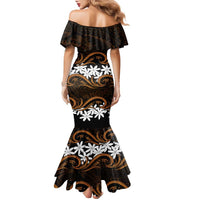 Personalised Cook Islands Rakahanga Family Matching Mermaid Dress and Hawaiian Shirt Tiare Maori Polynesian Waves Tattoo