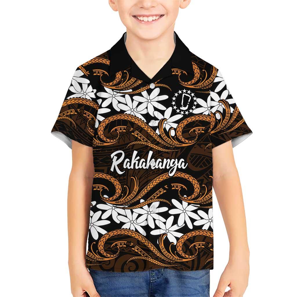 Personalised Cook Islands Rakahanga Family Matching Off Shoulder Maxi Dress and Hawaiian Shirt Tiare Maori Polynesian Waves Tattoo