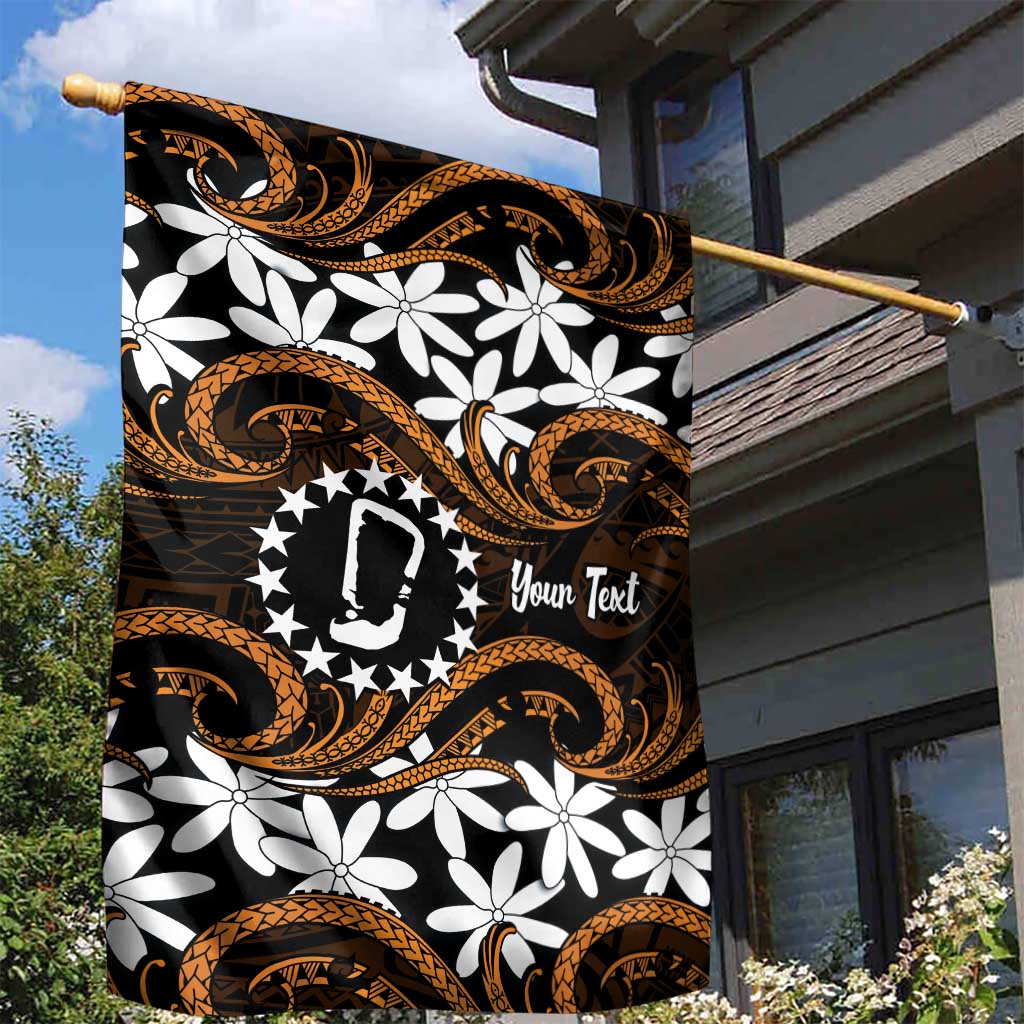 Personalised Cook Islands Rakahanga Garden Flag Tiare Maori Polynesian Waves Tattoo LT14 - Polynesian Pride