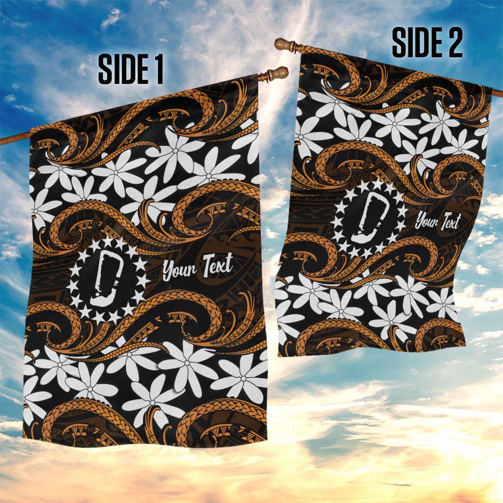 Personalised Cook Islands Rakahanga Garden Flag Tiare Maori Polynesian Waves Tattoo LT14 - Polynesian Pride