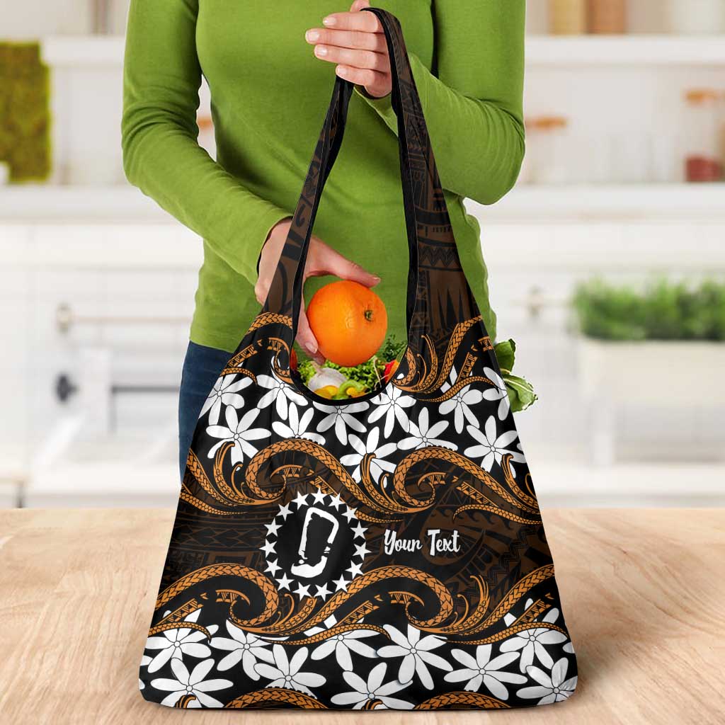 Personalised Cook Islands Rakahanga Grocery Bag Tiare Maori Polynesian Waves Tattoo LT14 - Polynesian Pride