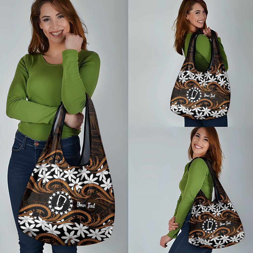 Personalised Cook Islands Rakahanga Grocery Bag Tiare Maori Polynesian Waves Tattoo LT14 - Polynesian Pride