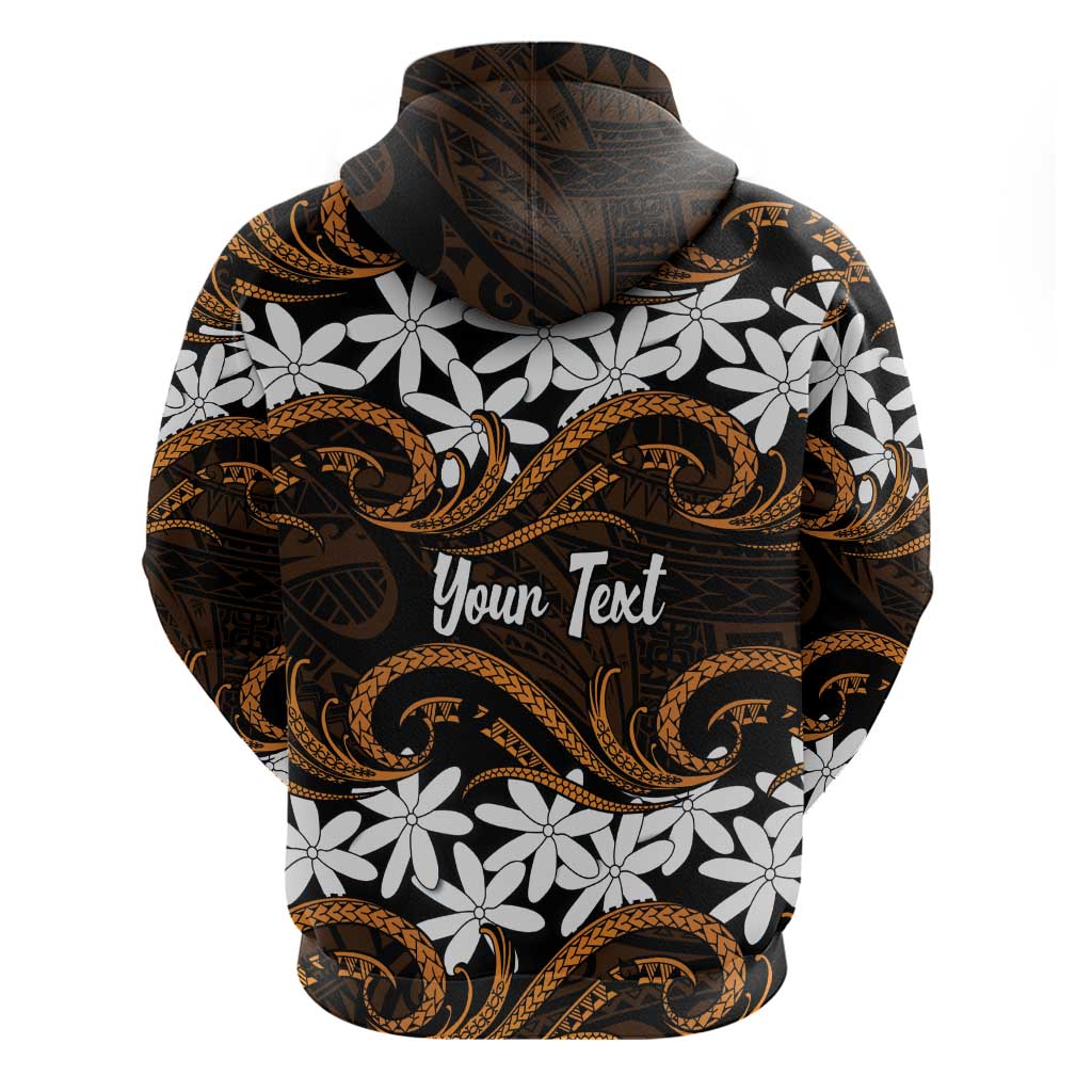 Personalised Cook Islands Rakahanga Hoodie Tiare Maori Polynesian Waves Tattoo LT14 - Polynesian Pride