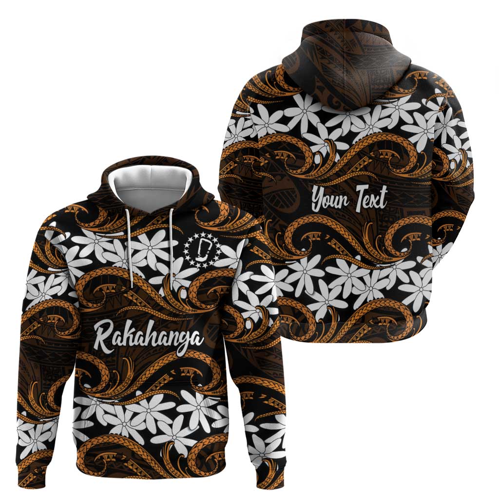 Personalised Cook Islands Rakahanga Hoodie Tiare Maori Polynesian Waves Tattoo LT14 - Polynesian Pride