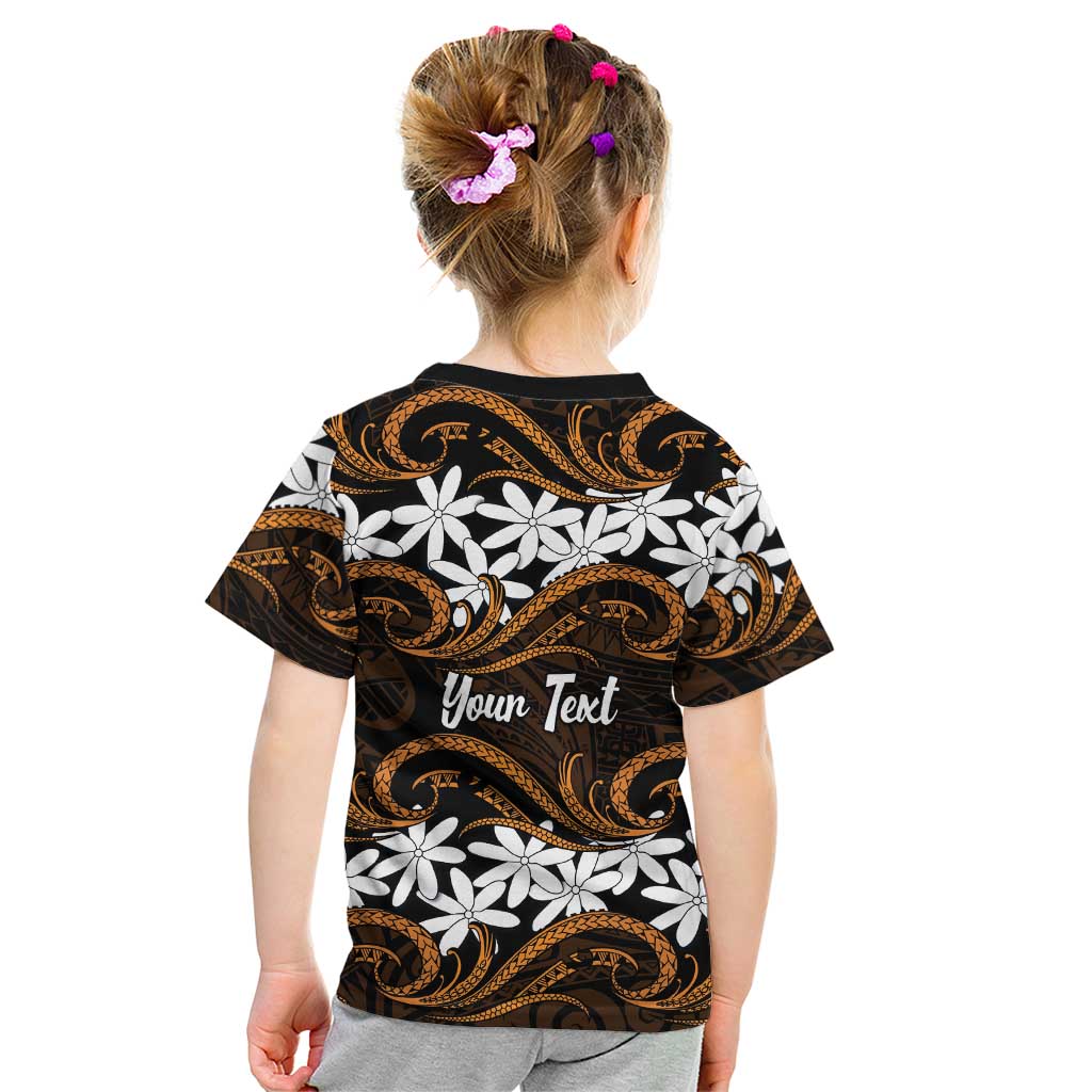 Personalised Cook Islands Rakahanga Kid T Shirt Tiare Maori Polynesian Waves Tattoo LT14 - Polynesian Pride