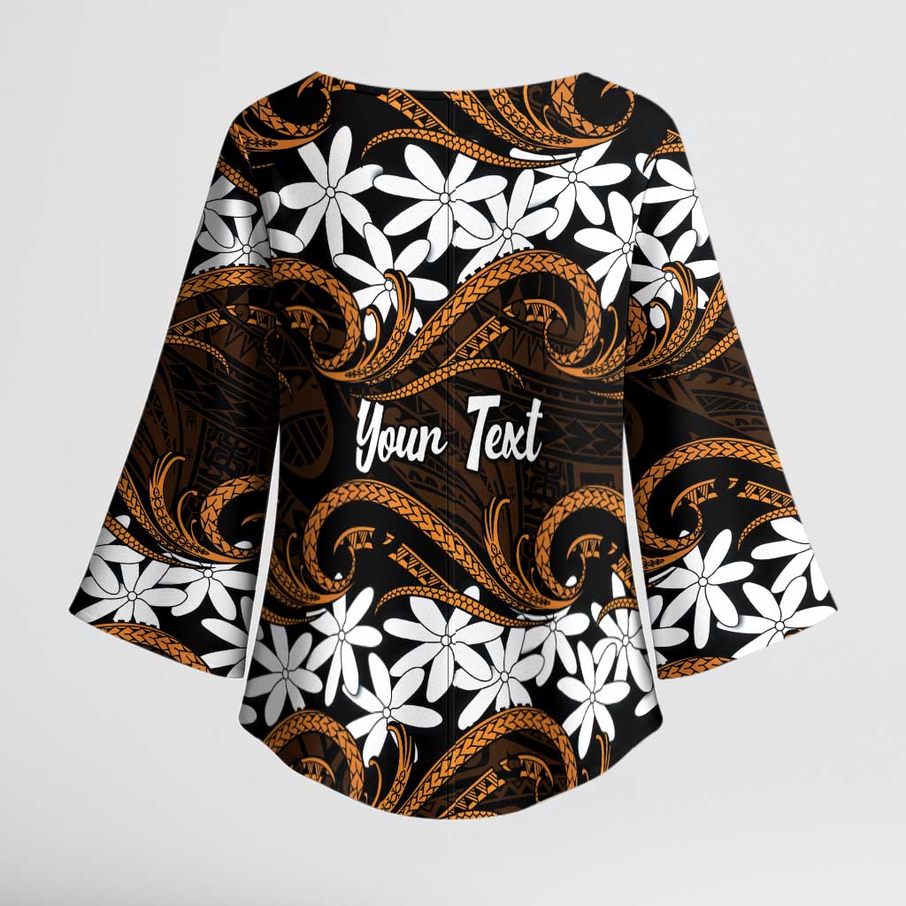 Personalised Cook Islands Rakahanga Kimono Sleeve Blouse Tiare Maori Polynesian Waves Tattoo LT14 - Polynesian Pride