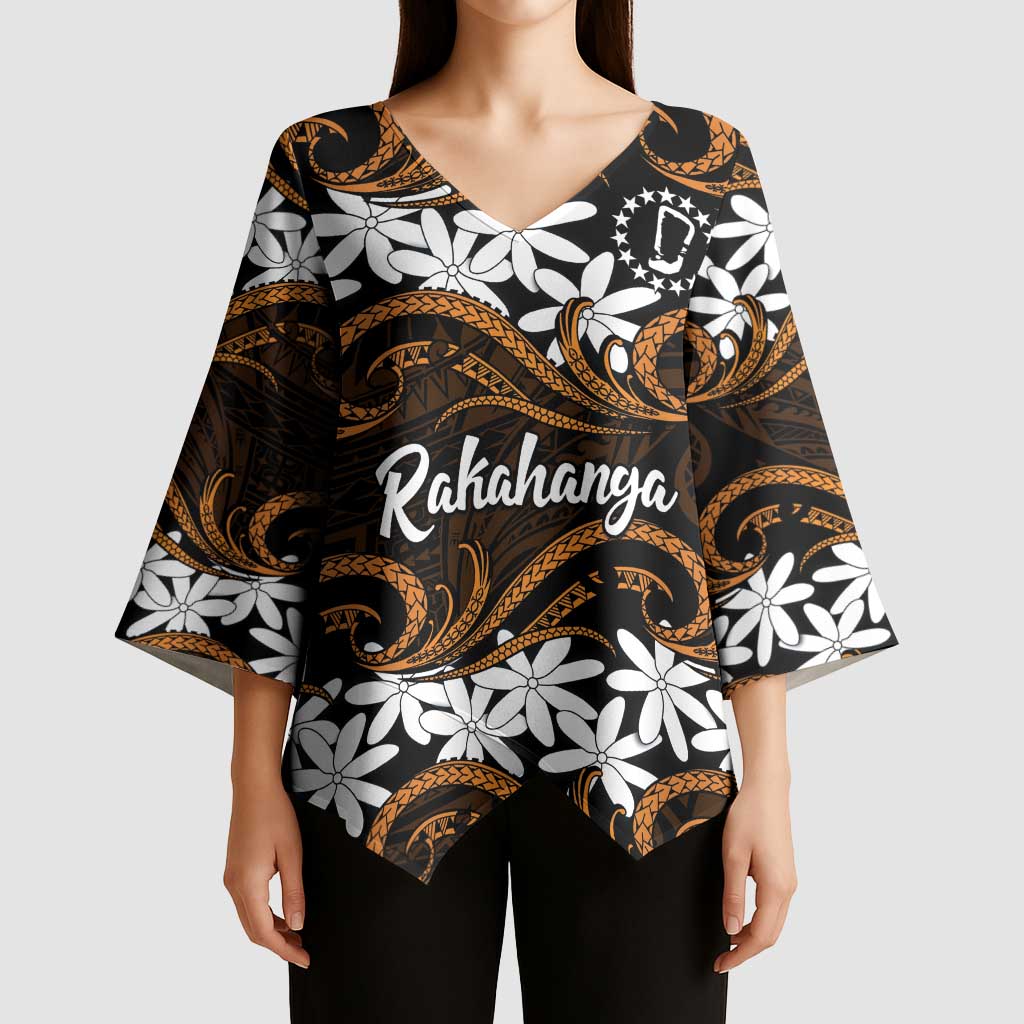 Personalised Cook Islands Rakahanga Kimono Sleeve Blouse Tiare Maori Polynesian Waves Tattoo LT14 - Polynesian Pride