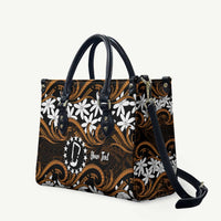 Personalised Cook Islands Rakahanga Leather Bag Tiare Maori Polynesian Waves Tattoo LT14 Orange - Polynesian Pride